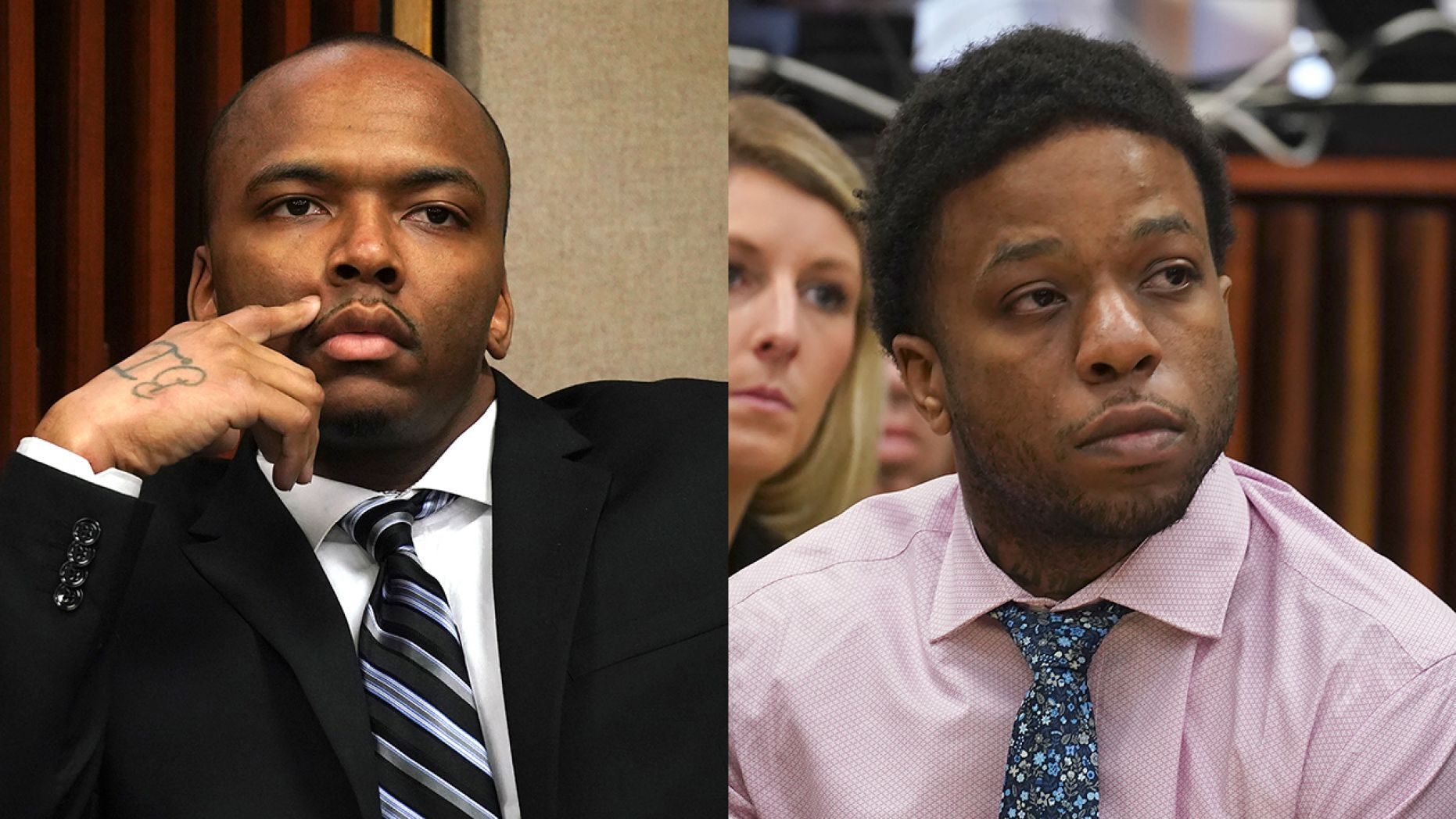 From left to right: Dwright Doty and Corey Morgan appear during opening statements in each of their separate trials 